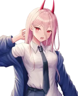 😈 Power Chainsaw Man anime, devil, horns, character, powerful, girl, cartoon, chainsaw man telegram sticker