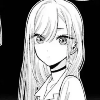 📀 Animé, Manga, Fille, Portrait, Noir et blanc telegram sticker