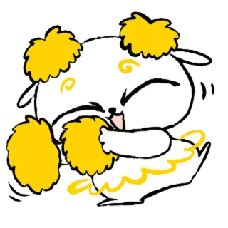 💞 dibujos animados, lindo, perro, feliz, animadora, pompones, celebración whatsapp sticker