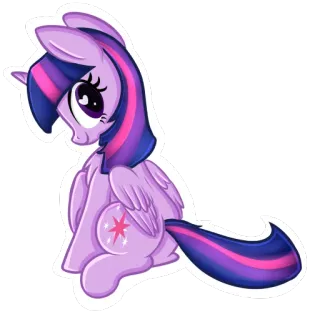 😌 Twilight Sparkle My Little Pony 트와일라잇 스파클, 포니, 만화, 보라색, 마법, 우정, 동물 telegram sticker
