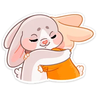 🤗 토끼, 귀여운, 동물, 포옹, 우정, 귀엽 telegram sticker