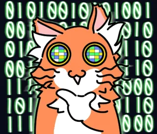 🤔 Katze, Tier, niedlich, binär, Computer, Programmierung whatsapp sticker