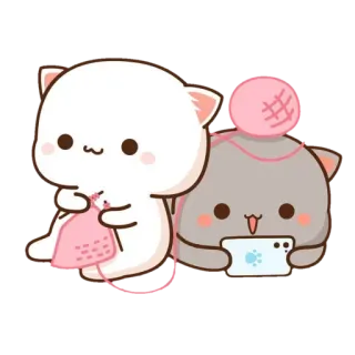 👫 猫, 編み物, かわいい, カワイイ, 毛糸, 愛らしい, 漫画猫 whatsapp sticker