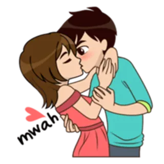 💏 beso, amor, pareja, dibujos animados, cariño, romance telegram sticker
