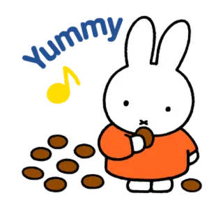 😳 Miffy yummy miffy, mignon, lapin, biscuits, dessin animé telegram sticker
