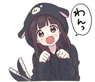 🌩 わんっ Anime, Niedlich, Cartoon, Tier, Kawaii telegram sticker