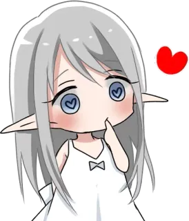 😊 Anime, Elf, Kawaii, Słodkie, Serce, Kreskówka telegram sticker
