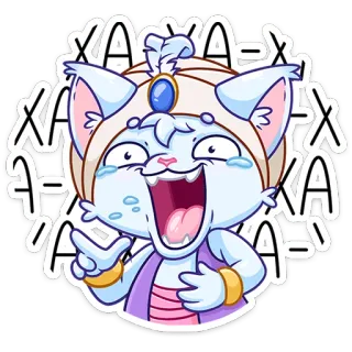 😅 ХА-ХА-ХА kucing, kartun, tertawa, senang, lucu, tertawa, jin telegram sticker