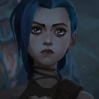 🌀 Jinx Arcane Arcane, Jinx, League of Legends, pelo azul, dibujos animados telegram sticker