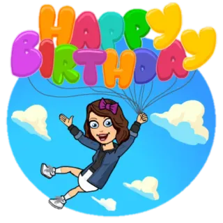 🎉 HAPPY BIRTHDAY 생일, 풍선, 축하, 만화, Bitmoji telegram sticker
