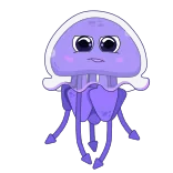 😝 ubur-ubur, makhluk laut, imut, kartun, lautan, ungu telegram sticker