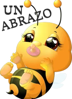 😊 UN ABRAZO ape, abbraccio, carino, cartone animato, ape neonata, saluto whatsapp sticker