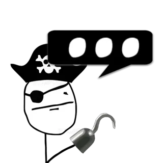 😼 pirata, uncino, benda sull'occhio, teschio, adesivo whatsapp sticker