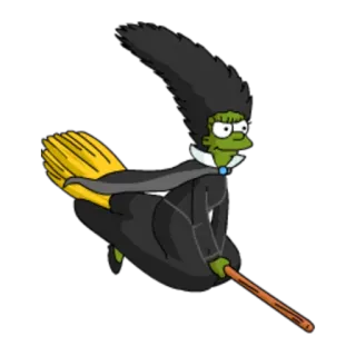 🧙‍♀️ Marge Simpson The Simpsons witch, broom, flying, cartoon, animation, Halloween, Marge Simpson telegram sticker