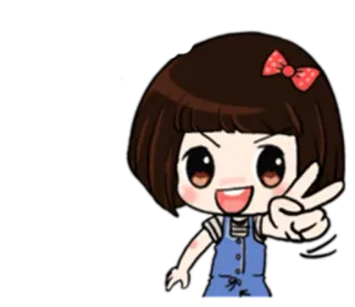 ✌ Cartoon, Mädchen, Friedenszeichen, Süß, Figur, Animation telegram sticker