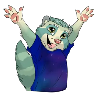 🙌 хорек, мультик, милый, талисман, счастливый, дружелюбный whatsapp sticker