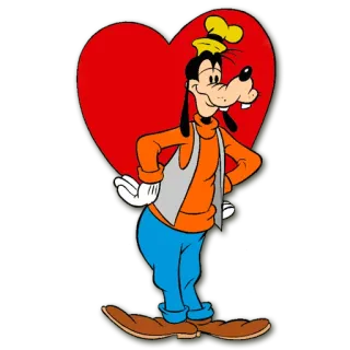 ❤ Goofy cartone animato, Disney, Goofy, cuore telegram sticker
