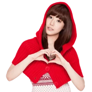 ❤️ wanita, hoodie merah, bentuk hati, asia, korea, imut, gadis telegram sticker