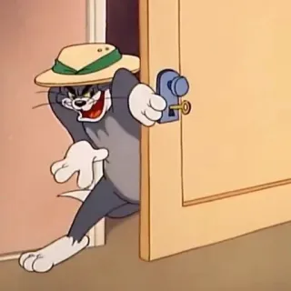 😺 Tom Cat Tom and Jerry Cartoon, Katze, Gucken, Heimlich, Hut telegram sticker
