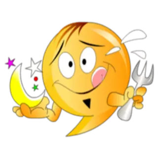🍽 Эмодзи, Еда, Луна, Вилка, Голодный telegram sticker
