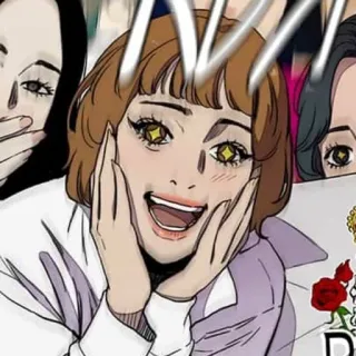 ✨ Cartoon, Frau, Lächeln, Anime, Fröhlich, Figur whatsapp sticker