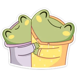 ☺️ katak, peluk, kartun, lucu, hewan, persahabatan telegram sticker