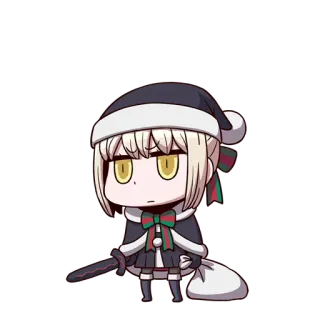 👑 Saber Alter อนิเมะ, จิบิ, คริสต์มาส, เซเบอร์ อัลเตอร์, ดาบ telegram sticker