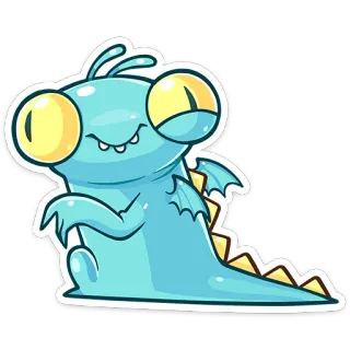 ☺️ Монстр, Мультфильм, Милый, Синий, Дракон, Смешной telegram sticker