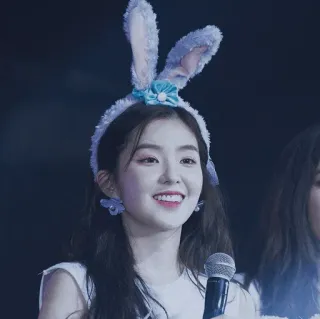 🌨 femme, oreilles de lapin, sourire, microphone, coréen telegram sticker