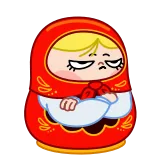 😒 Matryoshka, Boneka Rusia, Kartun, Marah, Bosan, Boneka whatsapp sticker
