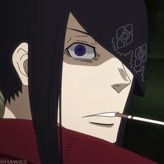 🚬 Аниме, Персонаж, Сигарета, Темные волосы, Fire Force telegram sticker