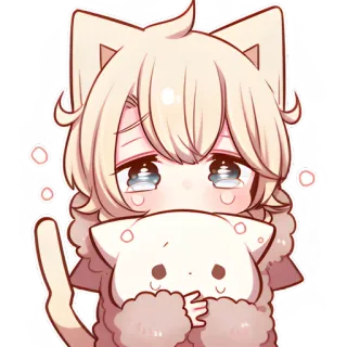 😭 gatto, anime, kawaii, carino, cartone animato, manga, orecchie da gatto whatsapp sticker