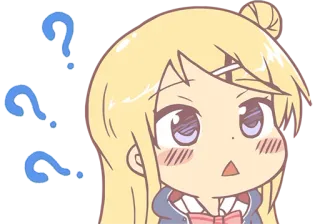 ❓ Anime, Frage, Verwirrt, Blond, Mädchen, Cartoon telegram sticker