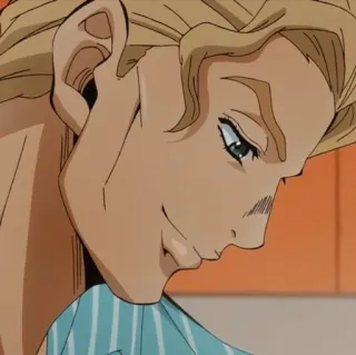 💥 Yoshikage Kira JoJo's Bizarre Adventure anime, rubia, sonriendo, personaje, manga, Kira whatsapp sticker