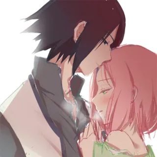 ❤ Sasuke Naruto animé, dessin animé, romance, couple, amour, câlin, sakura, uchiha telegram sticker