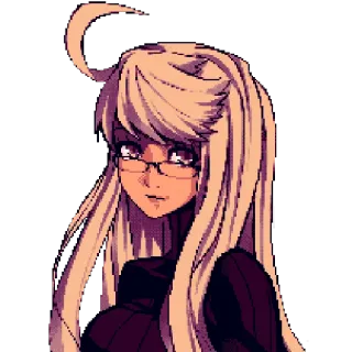 🙂 动漫女孩, 角色, 眼镜, 像素画 telegram sticker