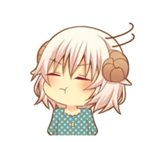 😤 Chibi, Anime, Fofo, Ovelha, Desenho animado, Adesivo, Ilustração telegram sticker