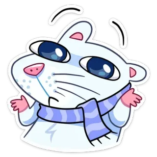 🔹 criceto, cartone animato, confuso, scrollata di spalle, kawaii, sciarpa, animale telegram sticker