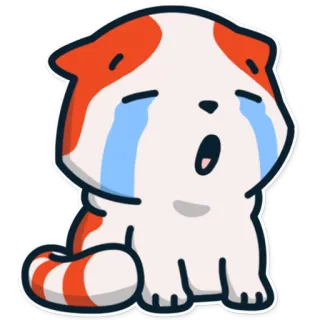 😭 кот, плачет, грустный, питомец, животное, оранжевый, белый telegram sticker