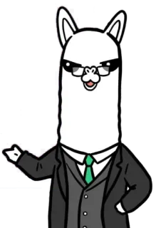 📐 лама, костюм, очки, мультфильм, животное whatsapp sticker