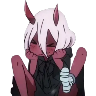 😝 Zero Two Darling in the Franxx Anime, Zero Two, Darling in the Franxx, Chibi, Süß, Hörner, Pinke Haut telegram sticker