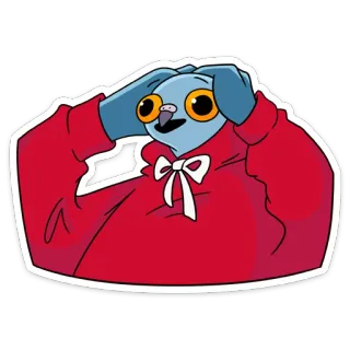 🤯 นกพิราบ, นก, การ์ตูน, สัตว์, น่ารัก, สีแดง, โบว์ telegram sticker