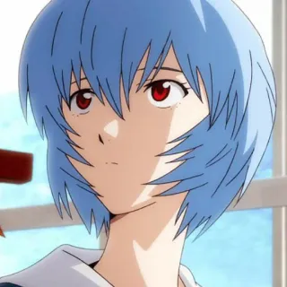 📓 Rei Ayanami Neon Genesis Evangelion Anime, Manga, blaue Haare, rote Augen, Charakter, Rei Ayanami whatsapp sticker