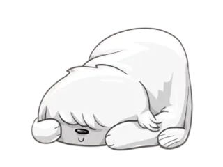 🙈 schattig, dier, cartoon, wit, slaperig, kawaii telegram sticker