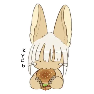 🍔 Кусь fofo, anime, comida, animal, desenho animado, hambúrguer, coelho telegram sticker