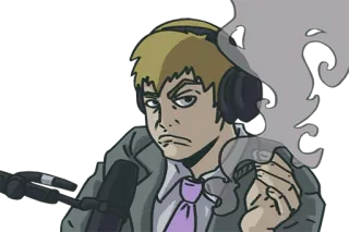 🚬 anime, man, smoking, headphones telegram sticker