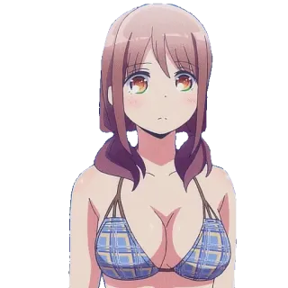 😒 anime girl, bikini, cute, cartoon whatsapp sticker