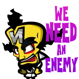 😈 WE NEED AN ENEMY personnage, jeu, drôle, mème whatsapp sticker
