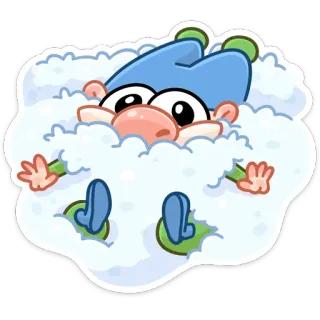 🛁 dibujo animado, nube, personaje, lindo, invierno, nieve telegram sticker