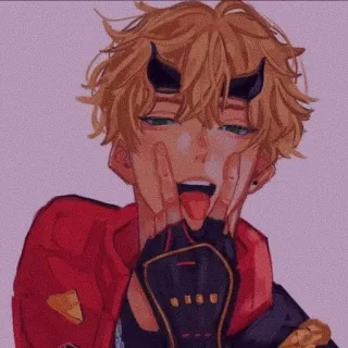 🍁 动漫, 角色, 恶魔, 角, 舌头, 姿势 telegram sticker
